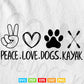 Peace Love Dogs Kayak Svg Cricut Files.