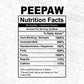 Peepaw Nutrition Facts Father's Day Editable Vector T-shirt Design in Ai Svg Files