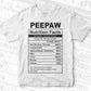 Peepaw Nutrition Facts Father's Day Editable Vector T-shirt Design in Ai Svg Files