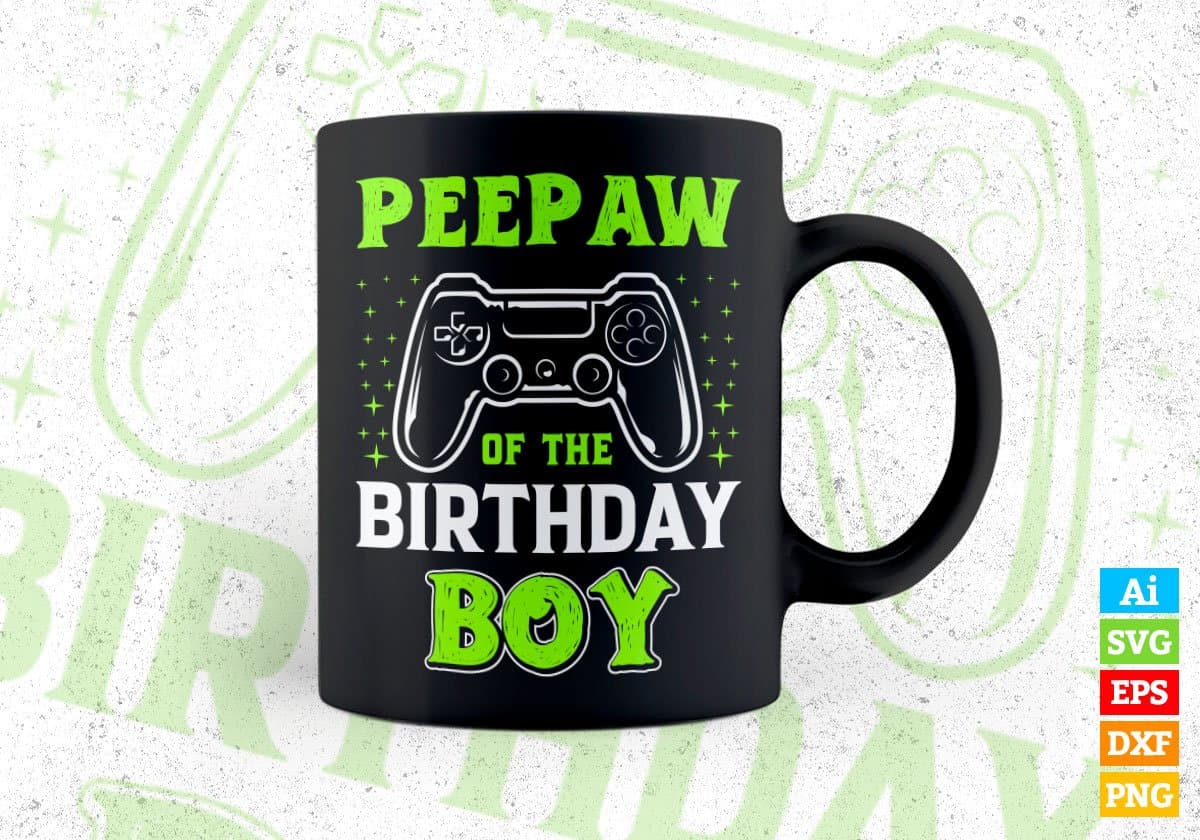 Peepaw Of The Birthday Boy With Video Gamer Editable Vector T-shirt Design in Ai Svg Files