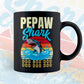 Pepaw Shark Father's Day Vintage Editable Vector T-shirt Design in Ai Svg Png Files