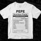 Pepe Nutrition Facts Father's Day Editable Vector T-shirt Design in Ai Svg Files
