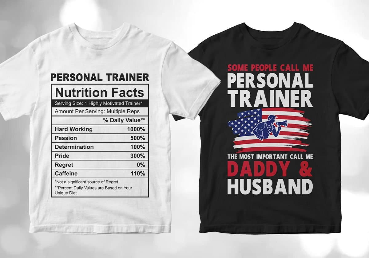 Personal Trainer 25 Editable T-shirt Designs Bundle