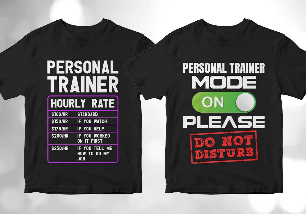 Personal Trainer 25 Editable T-shirt Designs Bundle