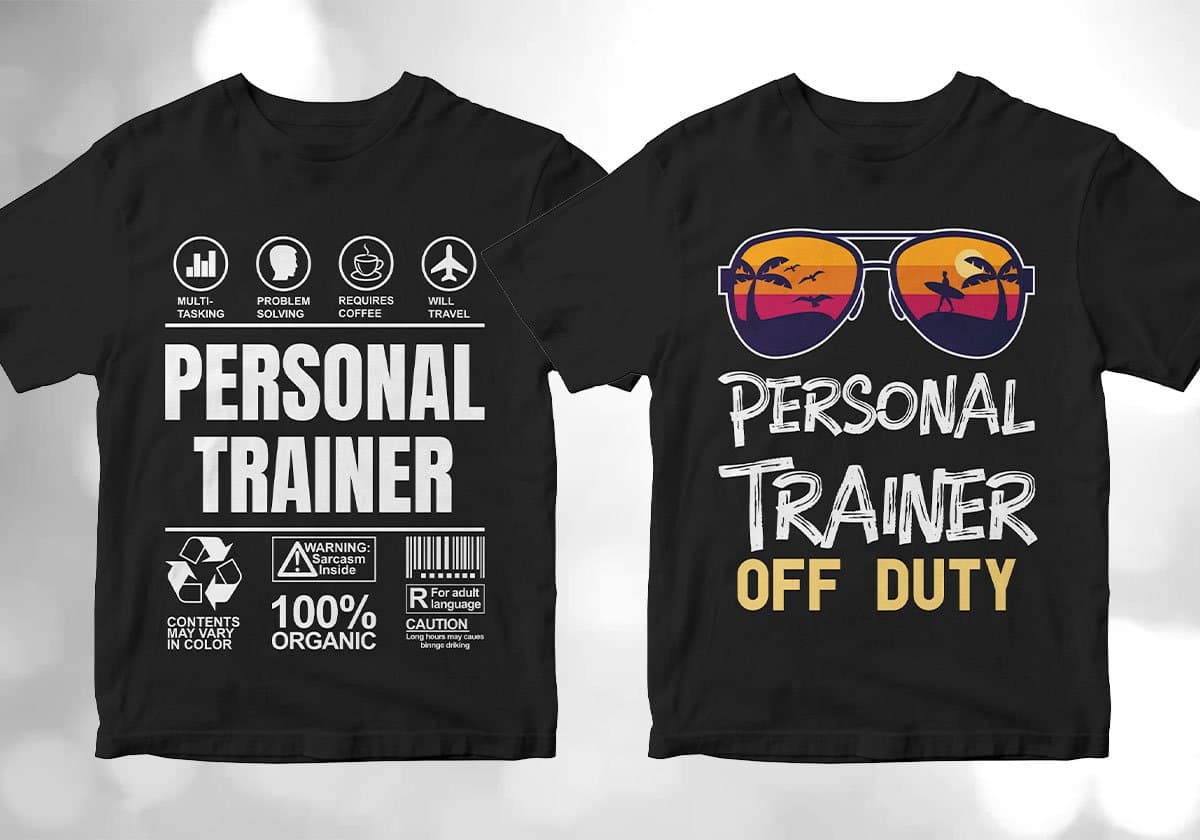 Personal Trainer 25 Editable T-shirt Designs Bundle