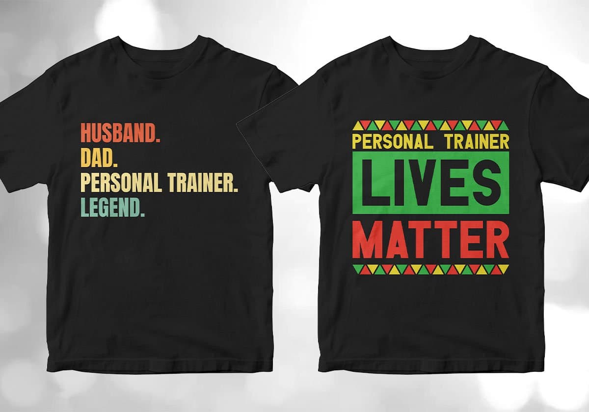 Personal Trainer 25 Editable T-shirt Designs Bundle