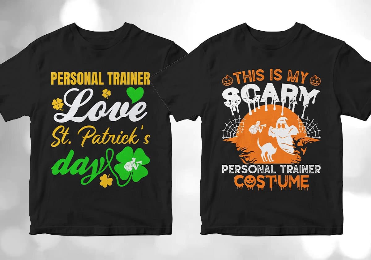 Personal Trainer 25 Editable T-shirt Designs Bundle