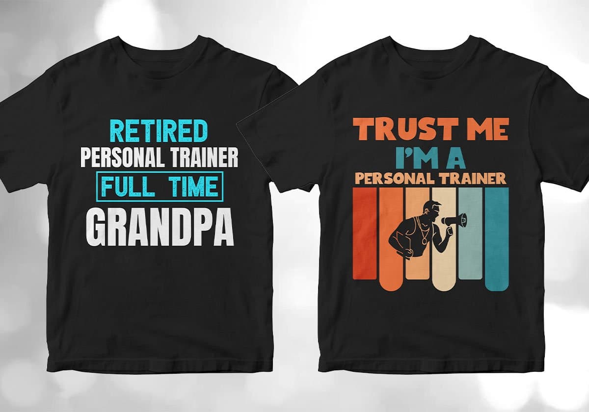 Personal Trainer 25 Editable T-shirt Designs Bundle