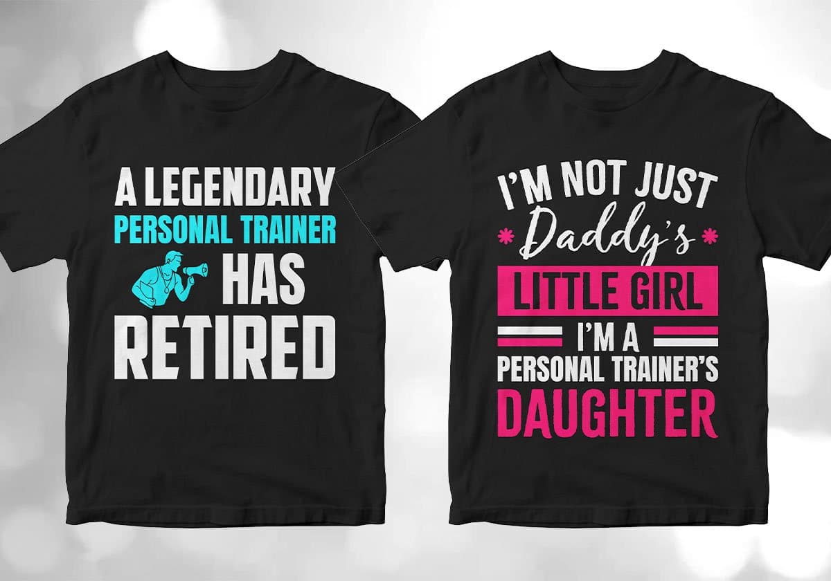 Personal Trainer 25 Editable T-shirt Designs Bundle