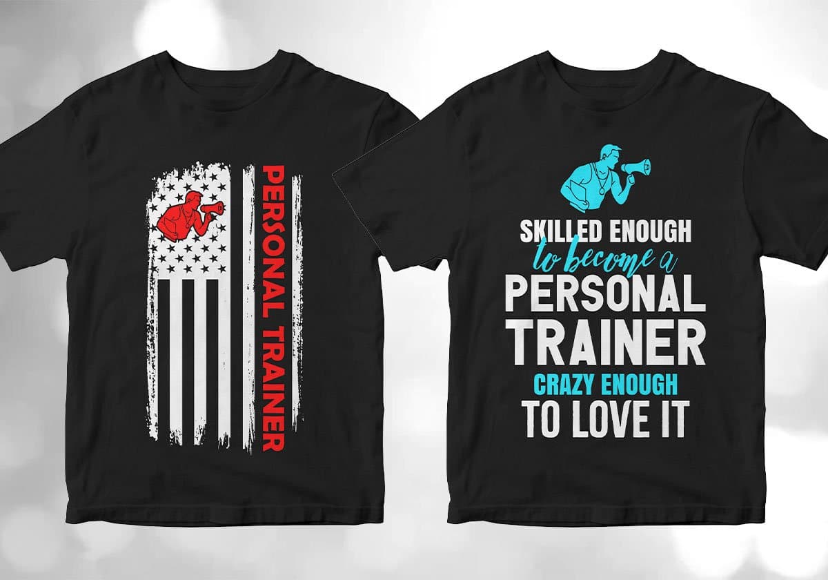 Personal Trainer 25 Editable T-shirt Designs Bundle