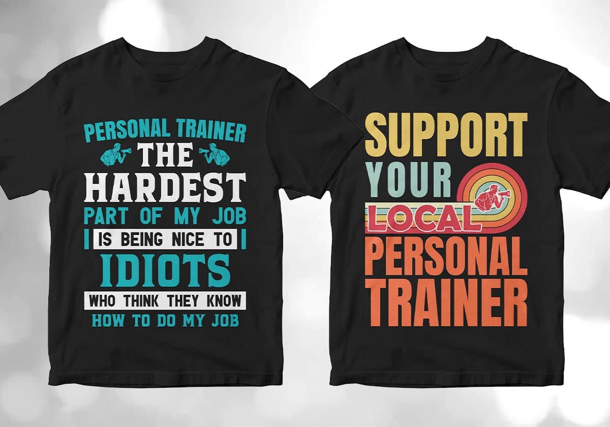 Personal Trainer 25 Editable T-shirt Designs Bundle