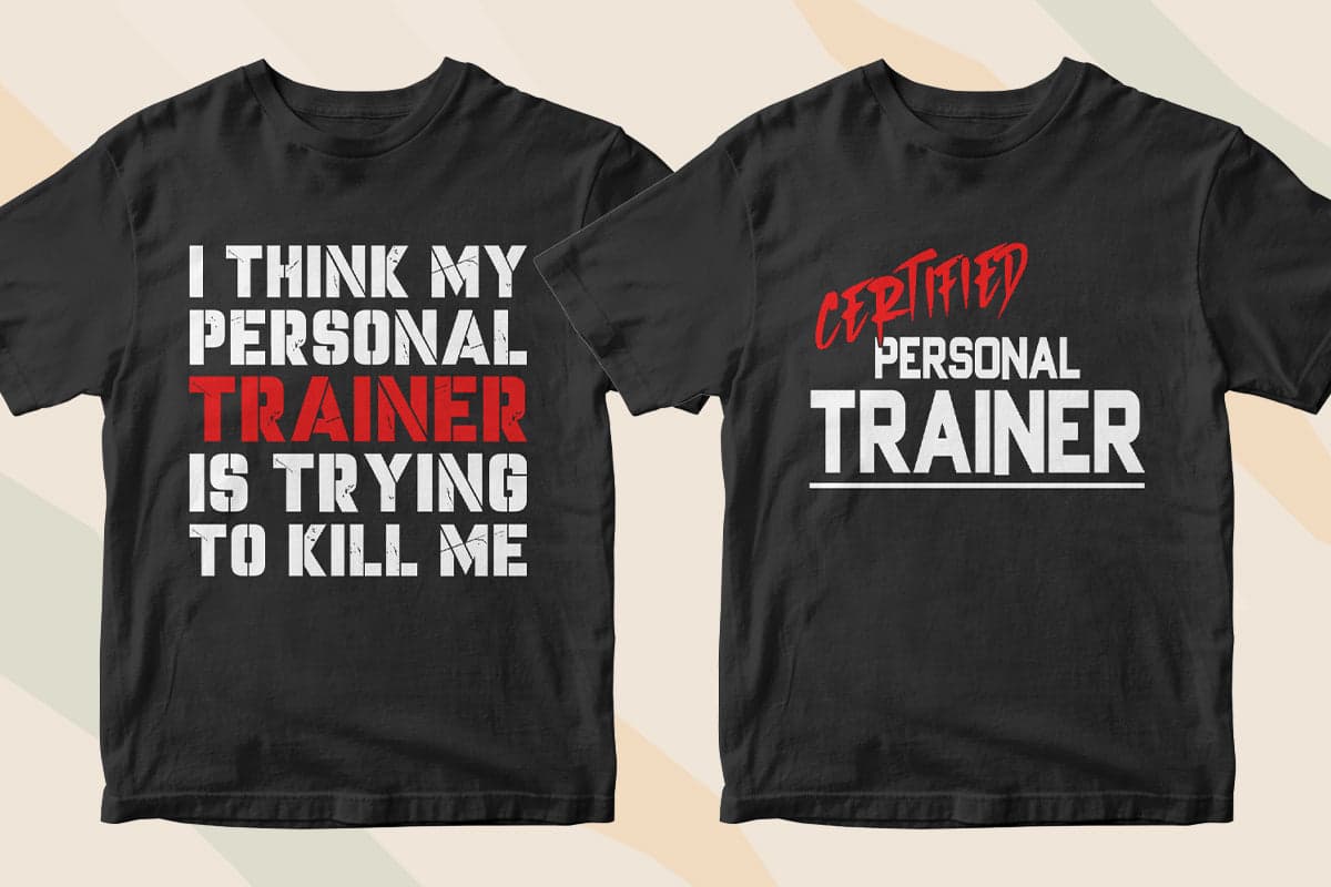 Personal Trainer 50 Editable T-shirt Designs Bundle Part 1
