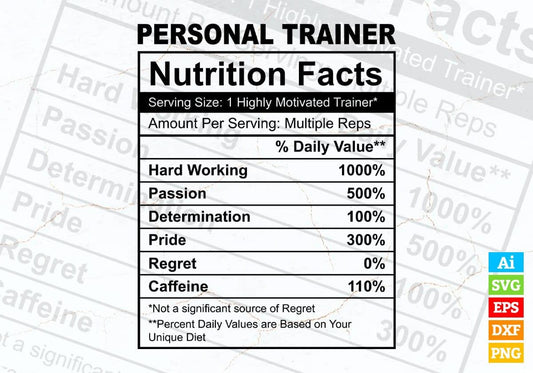 Personal Trainer Nutrition Facts Editable Vector T shirt Design In Svg Png Printable Files