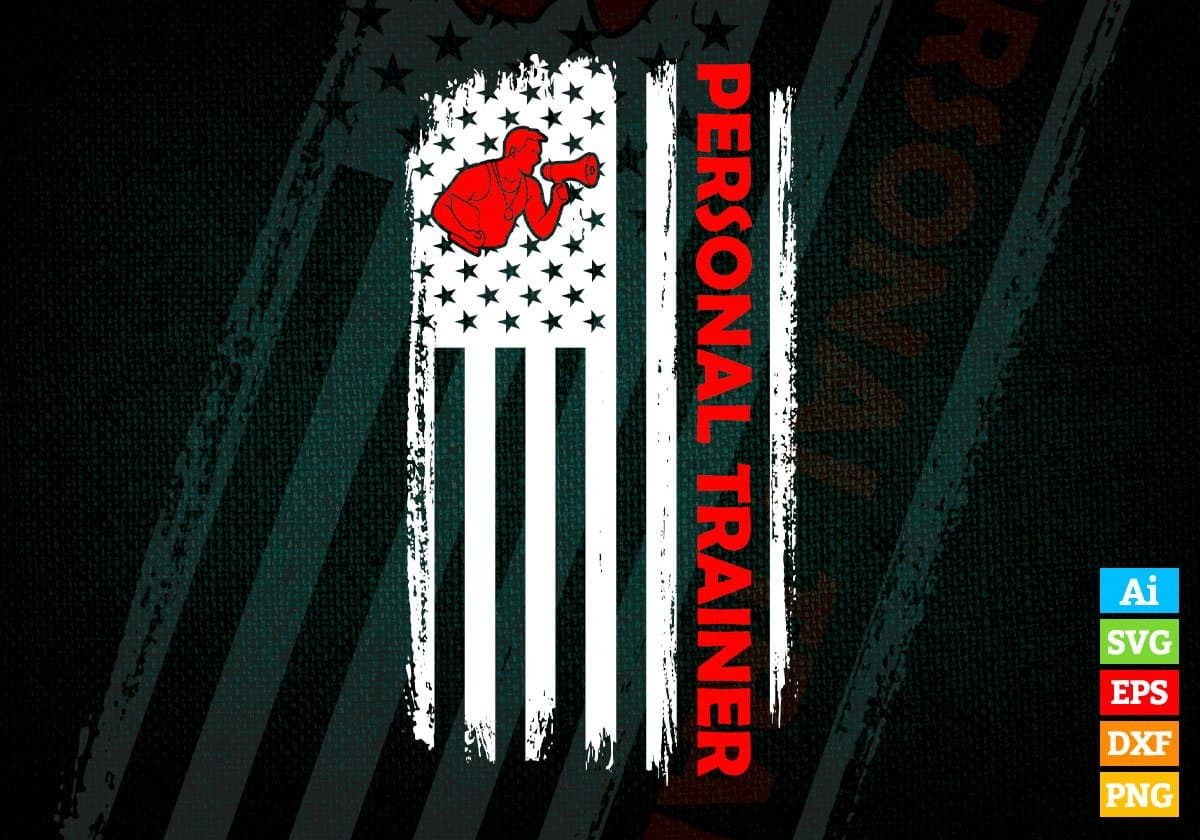 Personal Trainer USA Flag Proud Professions Gift Editable Vector T-shirt Design in Ai Svg Files