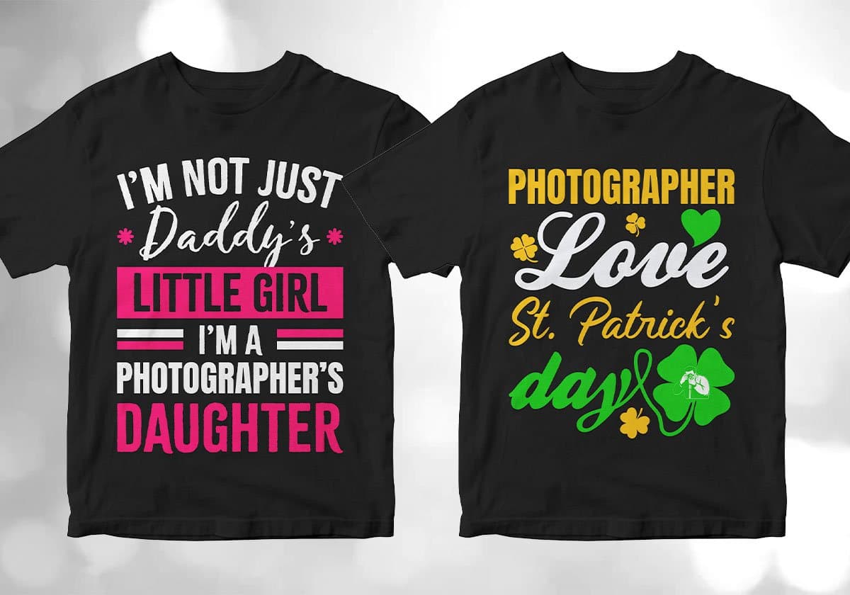 Photographer 25 Editable T-shirt Designs Bundle