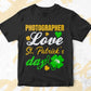 Photographer Love St. Patrick's Day Editable Vector T-shirt Designs Png Svg Files