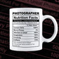 Photographer Nutrition Facts Editable Vector T shirt Design In Svg Png Printable Files