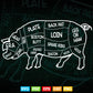 Pig and Pork Diagram Butcher Bacon Gift Svg Files.