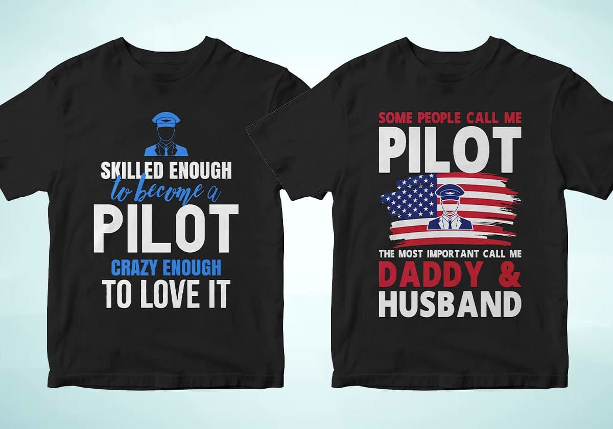 Pilot 25 Editable T-shirt Designs Bundle