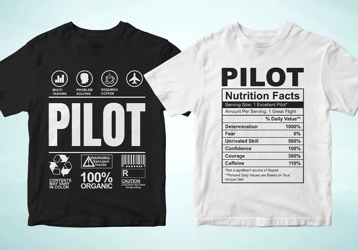 Pilot 25 Editable T-shirt Designs Bundle