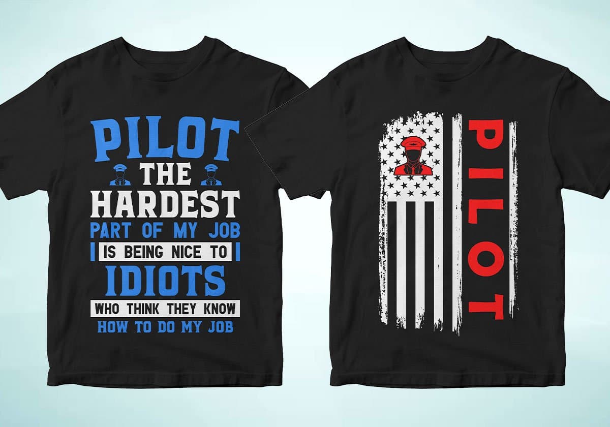 Pilot 25 Editable T-shirt Designs Bundle