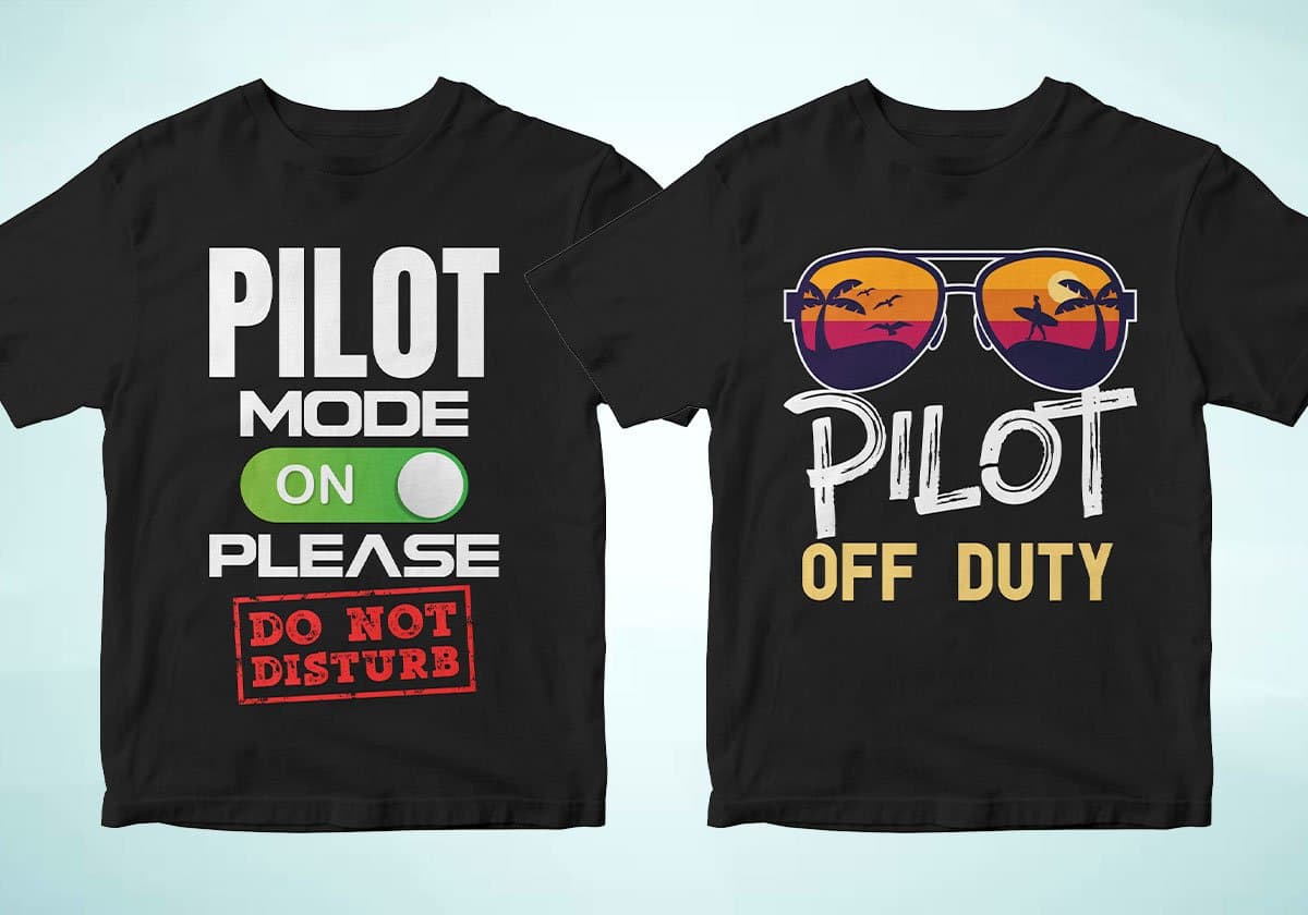 Pilot 25 Editable T-shirt Designs Bundle