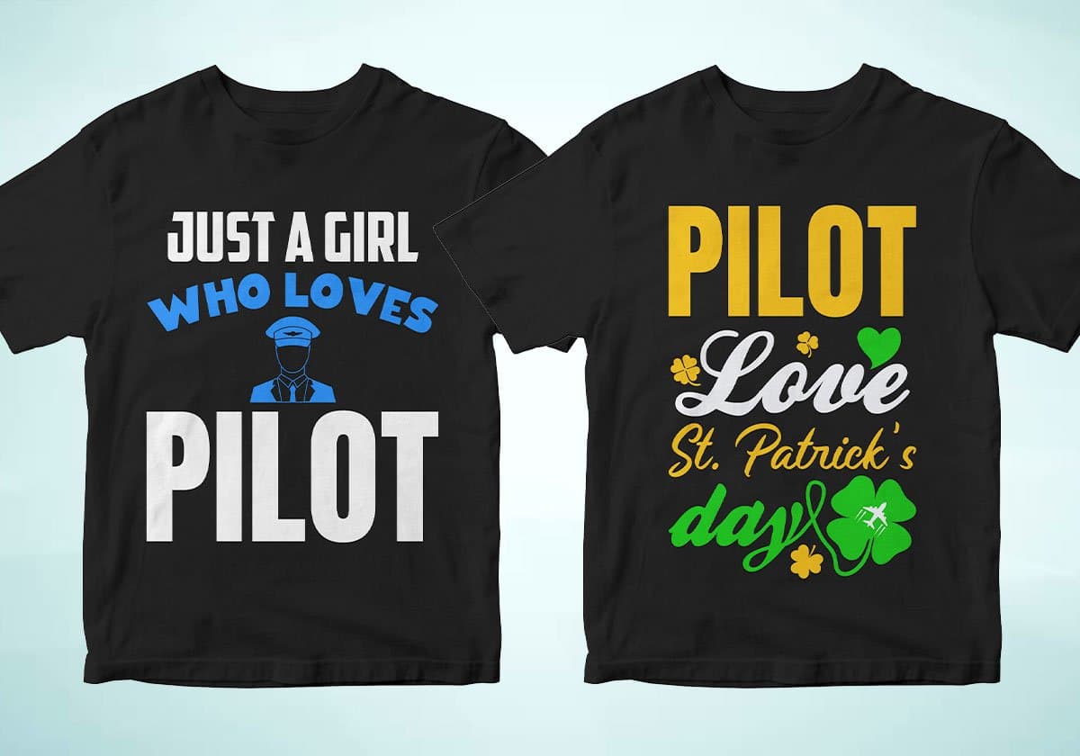 Pilot 25 Editable T-shirt Designs Bundle