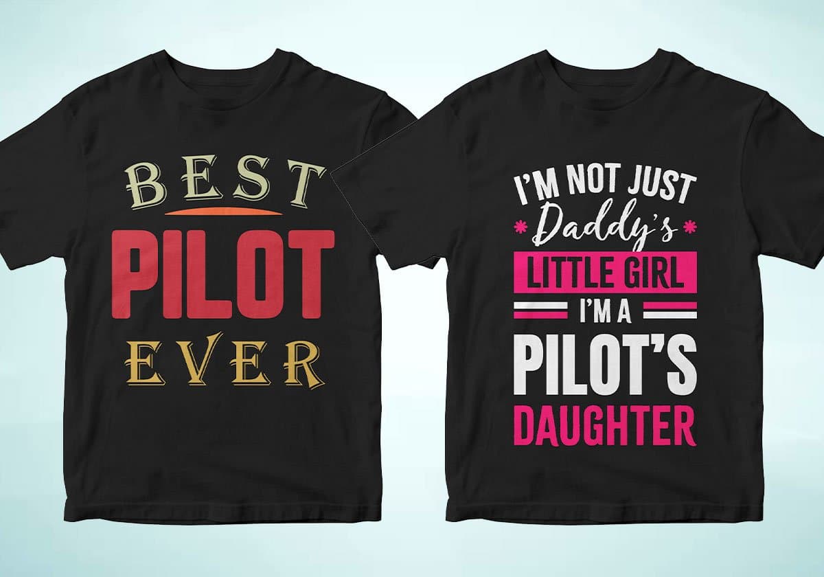 Pilot 25 Editable T-shirt Designs Bundle