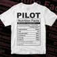 Pilot Nutrition Facts Editable Vector T shirt Design In Svg Png Printable Files