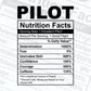Pilot Nutrition Facts Editable Vector T shirt Design In Svg Png Printable Files
