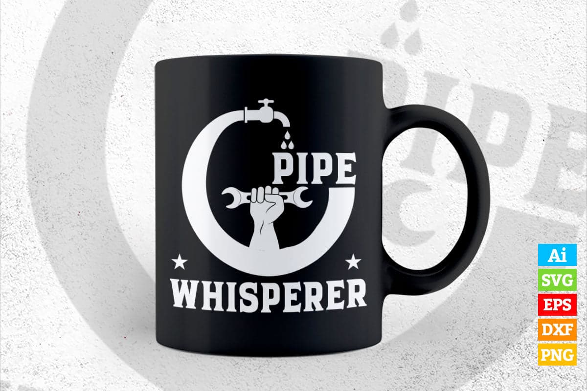 Pipe Whisperer Funny Water Pipes Plumber Plumbing Gift Vector T shirt Design in Ai Png Svg Files.
