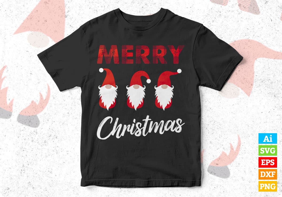 Plaid Merry Christmas Editable Vector T-shirt Design in Ai Svg Png Files