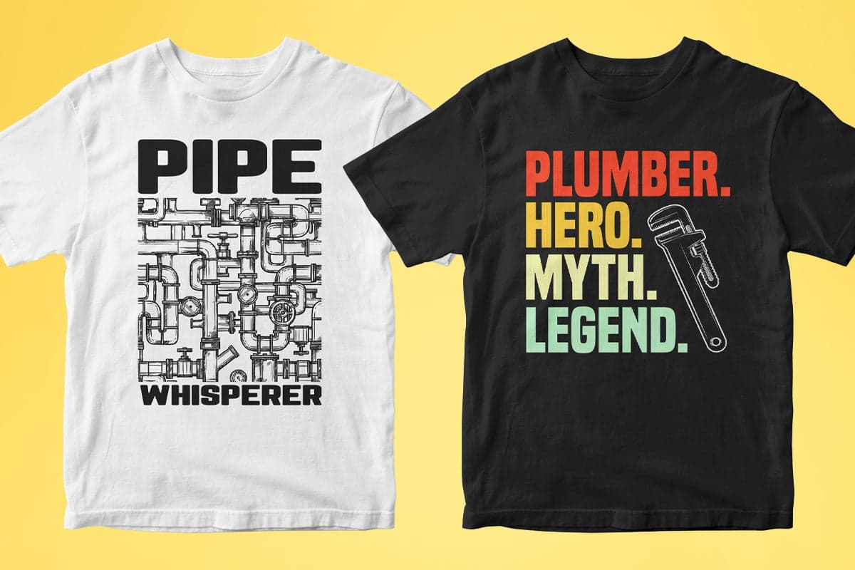 Plumber 50 Editable T-shirt Designs Bundle Part 1