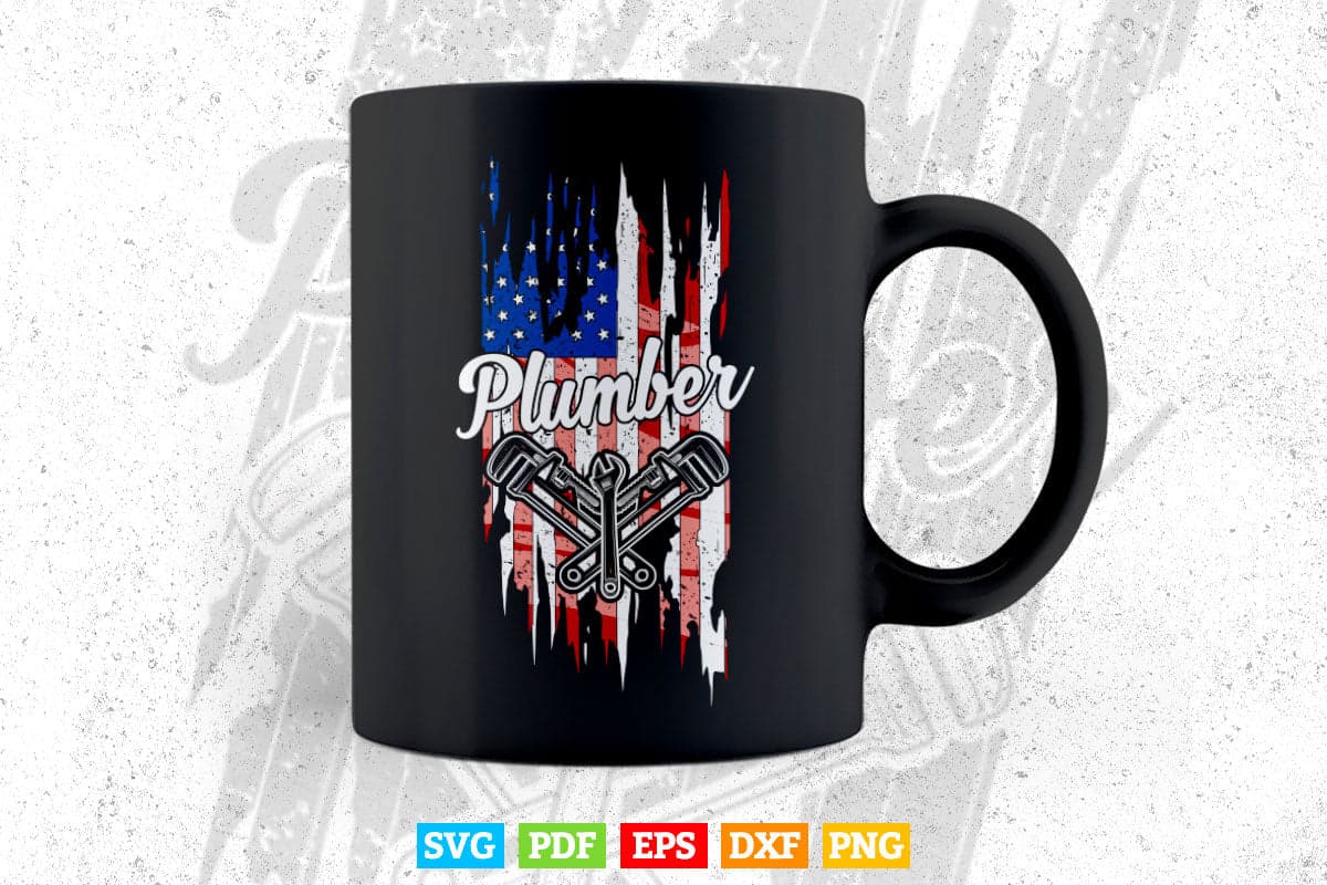 Plumber American Flag Plumbing Gift Svg Png Cut Files.