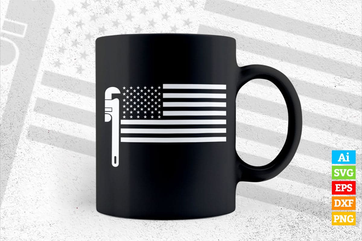 Plumber American Flag Plumbing Vector T shirt Design in Ai Png Svg Files.