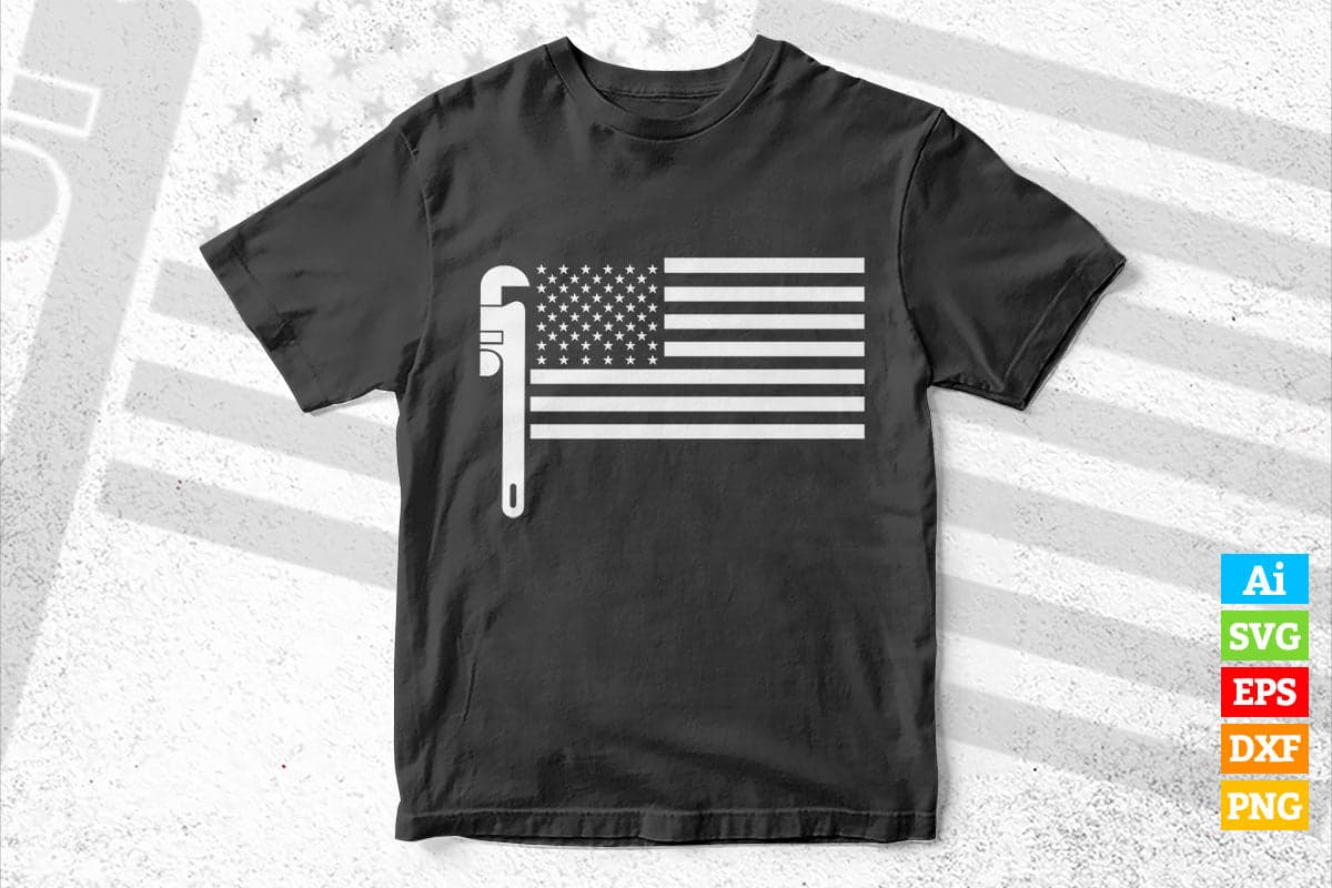 Plumber American Flag Plumbing Vector T shirt Design in Ai Png Svg Files.