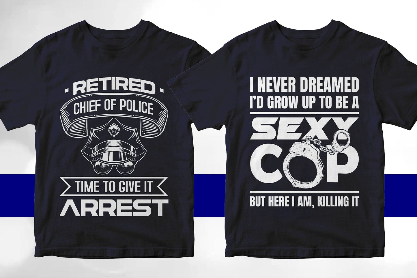 Police 50 Editable T-shirt Designs Bundle Part 1