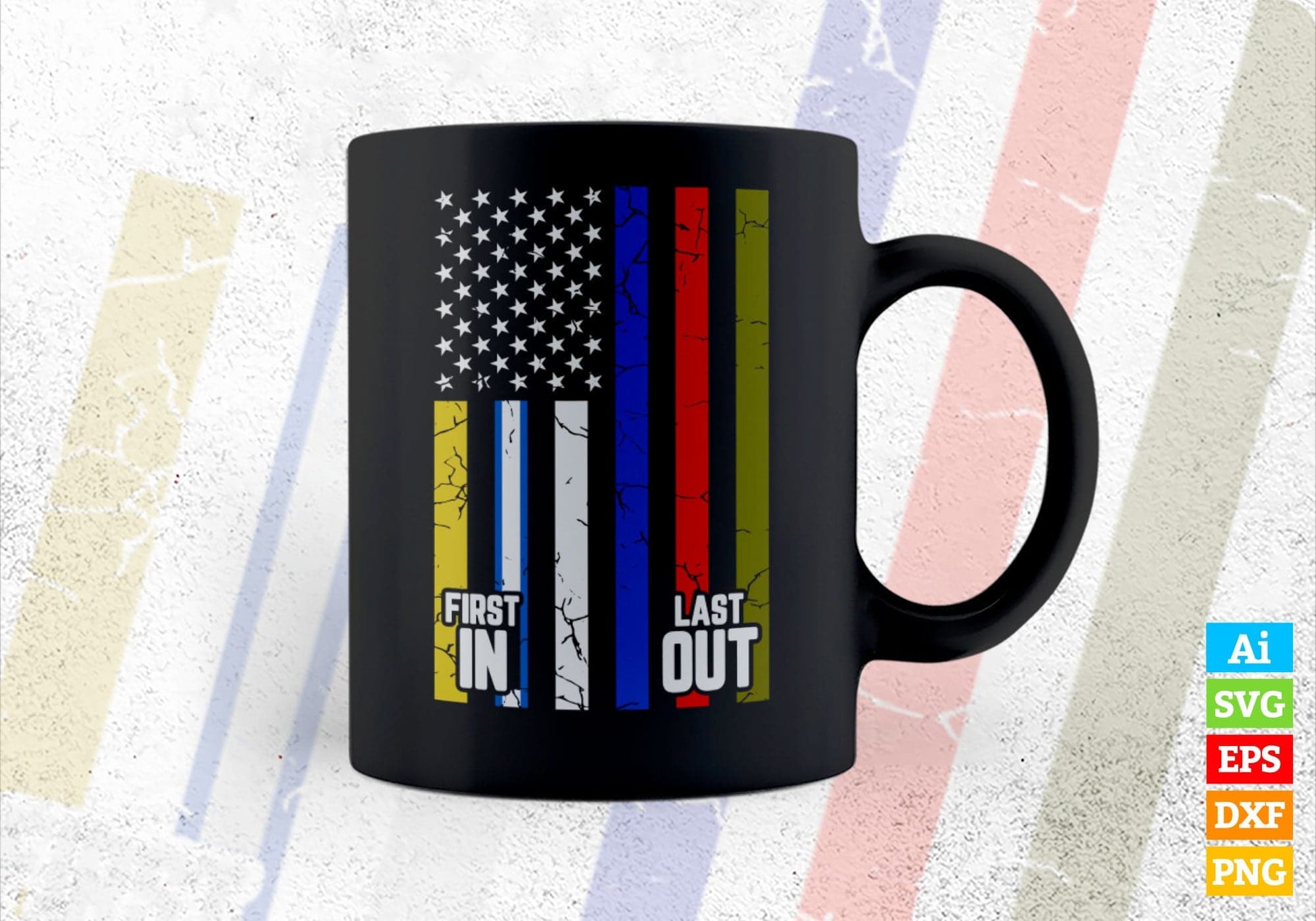 Police Fire EMS First Responder American Flag gift for 4th of July Editable Vector T shirt Design in Ai Png Svg Files.