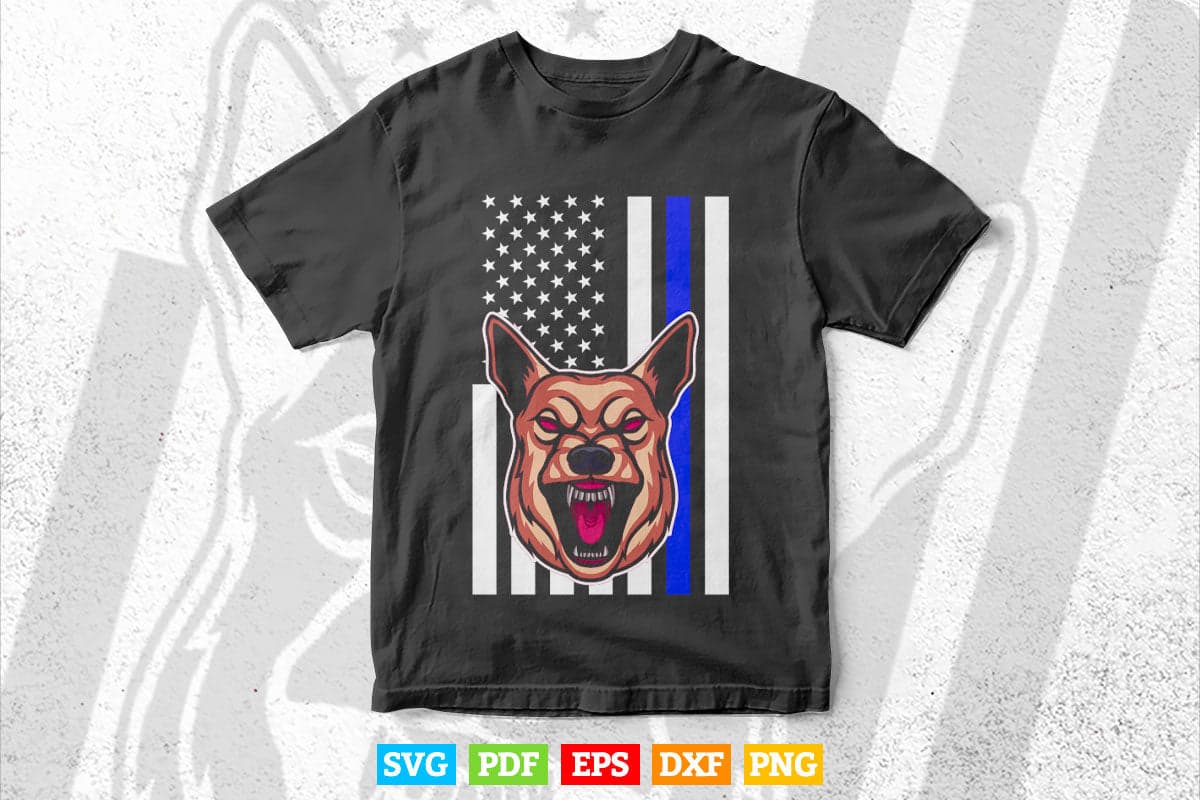 Police K-9 Unit Canine Veterans Day USA American Flag Svg Digital Files.