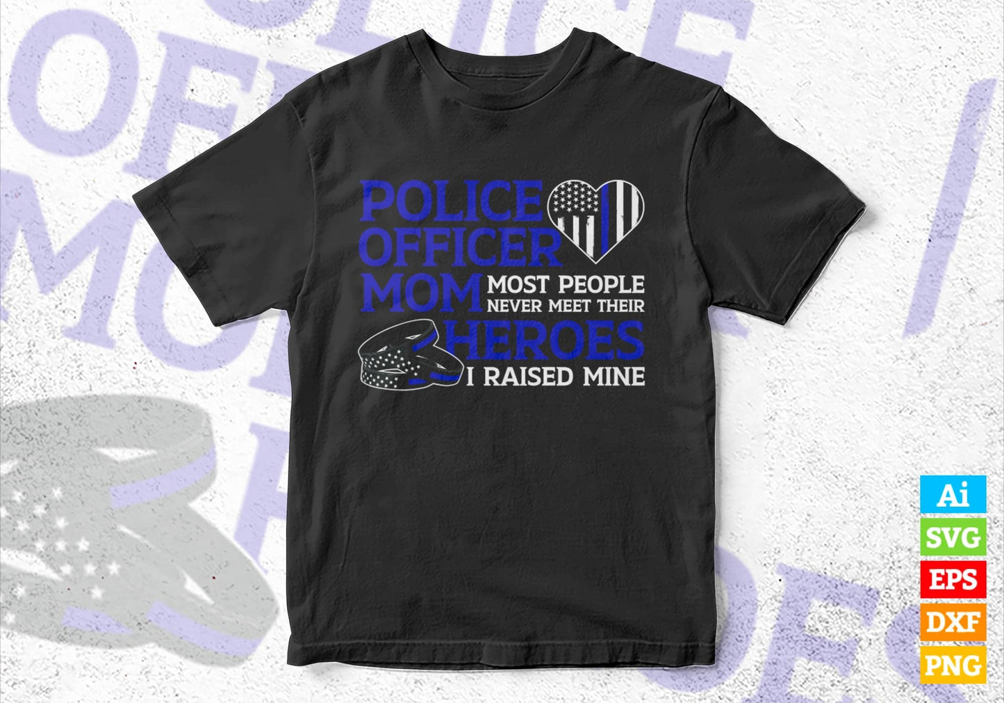 Police Officer Mom Thin Blue Line USA Flag Bracelet Family Gift Editable Vector T shirt Design in Ai Png Svg Files.