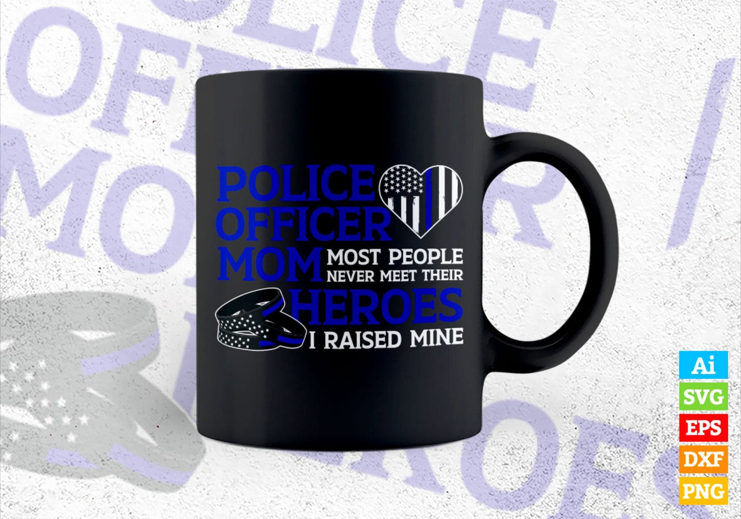 Police Officer Mom Thin Blue Line USA Flag Bracelet Family Gift Editable Vector T shirt Design in Ai Png Svg Files.