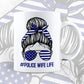 Police Wife Life Messy Bun Thin Blue Line Back The Blue Editable Vector T shirt Design in Ai Png Svg Files.