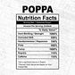 Poppa Nutrition Facts Father's Day Editable Vector T-shirt Design in Ai Svg Files