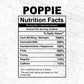 Poppie Nutrition Facts Father's Day Editable Vector T-shirt Design in Ai Svg Files