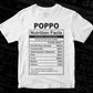 Poppo Nutrition Facts Father's Day Editable Vector T-shirt Design in Ai Svg Files