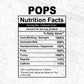 Pops Nutrition Facts Father's Day Editable Vector T-shirt Design in Ai Svg Files
