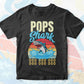 Pops Shark Father's Day Vintage Editable Vector T-shirt Design in Ai Svg Png Files