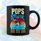 Pops Shark Father's Day Vintage Editable Vector T-shirt Design in Ai Svg Png Files