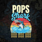 Pops Shark Father's Day Vintage Editable Vector T-shirt Design in Ai Svg Png Files