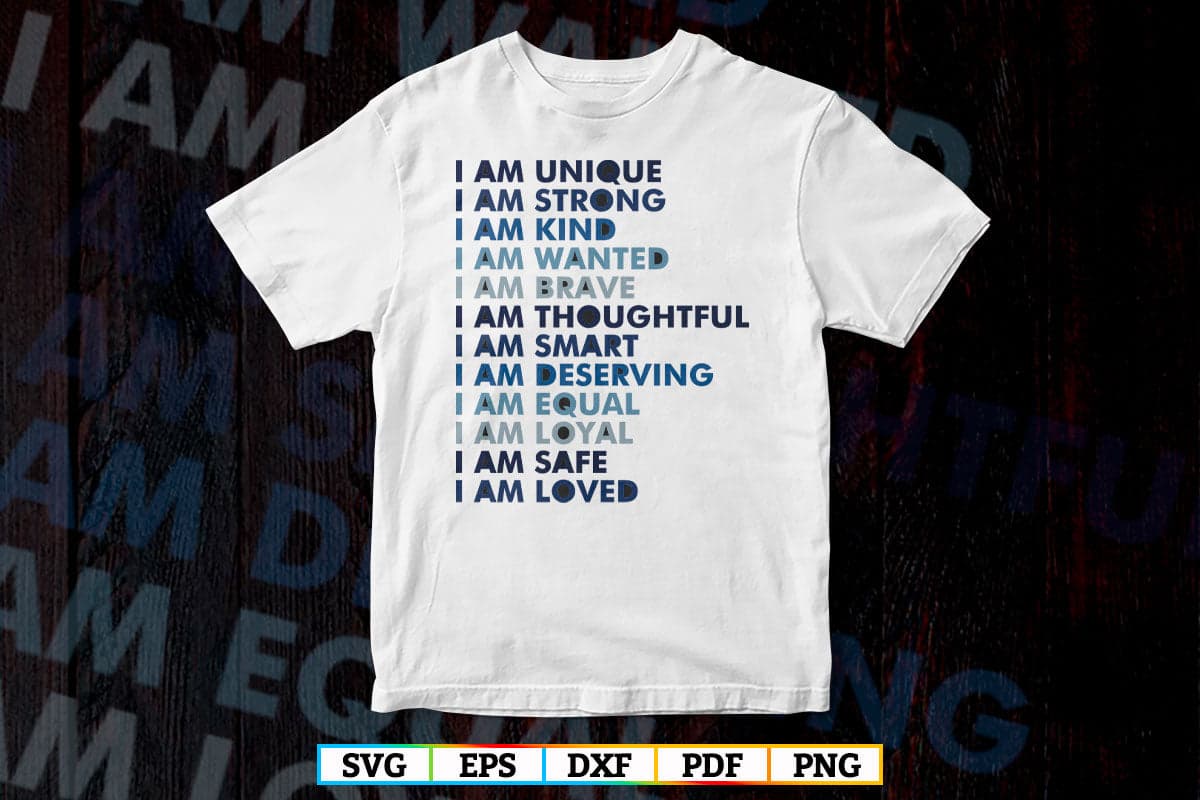 Positive Affirmation Boys Kids Bedroom Classroom Print Vector T shirt Design svg Png Files